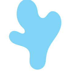 Abstract light blue organic blob shape with soft edges and irregular form on a transparent white background representing fluid design elements and natural shapes