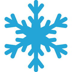 A Simple Blue Snowflake Icon with Six Points on a Transparent Background Representing Winter Cold and Snow