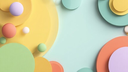 Abstract colorful geometric composition with transparent background and circles