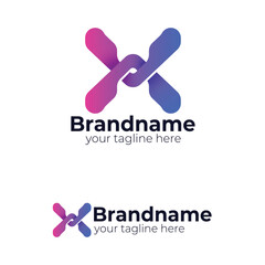 Abstract Intertwined Letter X Connection Logo Design – Modern Minimalist Pink Blue Gradient Dynamic Shape for Tech Data Corporate Branding Identity