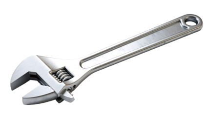 An adjustable wrench also known as a monkey wrench is a common metal tool with a movable jaw used for tightening or loosening nuts and bolts in various repair and construction projects