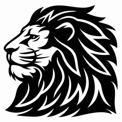 Naklejka premium Black and White Lion Head Vector Illustration