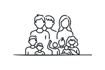 Group of diverse people represented as simple line art icons