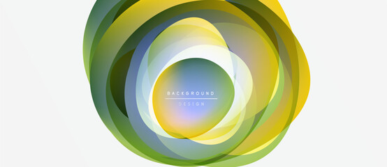 Abstract circular layers, vibrant colors blend. Modern design element, smooth gradients create visual interest. Clean white background enhances focus.