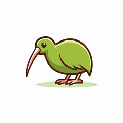 Obraz premium Adorable green kiwi bird cartoon illustration for children's book and education