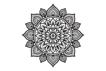 Intricate Mandala Design – Black and White Floral Pattern