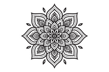 Intricate Mandala Design – Black and White Floral Pattern
