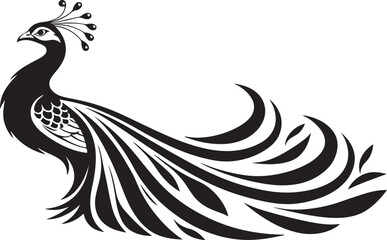 Obraz premium **Title (150 characters, SEO optimized):** Elegant Peacock Logo Vector Design | Stylized Bird Silhouette with Decorative Feathers | Luxury Animal Symbol for Branding, Art, and Decoration 
