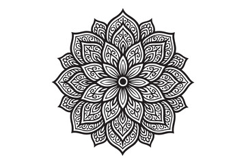 Intricate Mandala Design – Black and White Floral Pattern