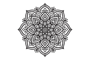Intricate Mandala Design – Black and White Floral Pattern