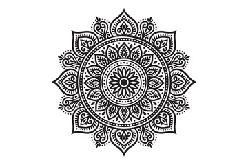 Intricate Mandala Design – Black and White Floral Pattern