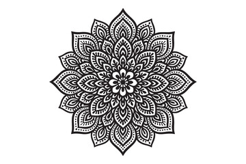 Intricate Mandala Design – Black and White Floral Pattern