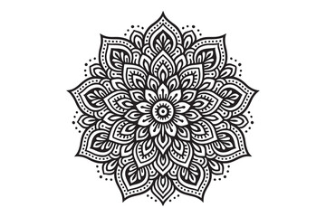 Intricate Mandala Design – Black and White Floral Pattern