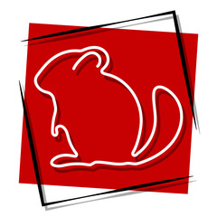 chinchila, red banner in a frame. Vector illustration on a white background.