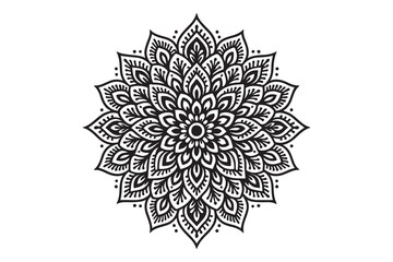 Intricate Mandala Design – Black and White Floral Pattern