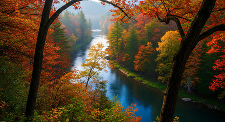autumn forest in the morning