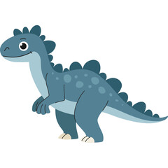 Blue Cartoon Dinosaur With Spikes On Its Back And Tail Standing In A White Background.