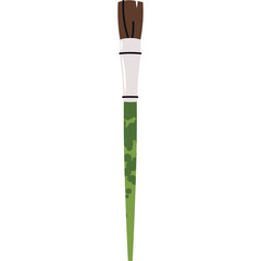 Artistic Paintbrush with Camouflage Patterned Handle and Brown Bristles Isolated on White Background Ideal for Creative Projects and Crafting