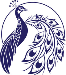 Fototapeta premium **Title (150 characters, SEO optimized):** Elegant Peacock Logo Vector Design | Stylized Bird Silhouette with Decorative Feathers | Luxury Animal Symbol for Branding, Art, and Decoration 