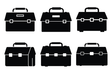 toolbox silhouette vector vector art icon set