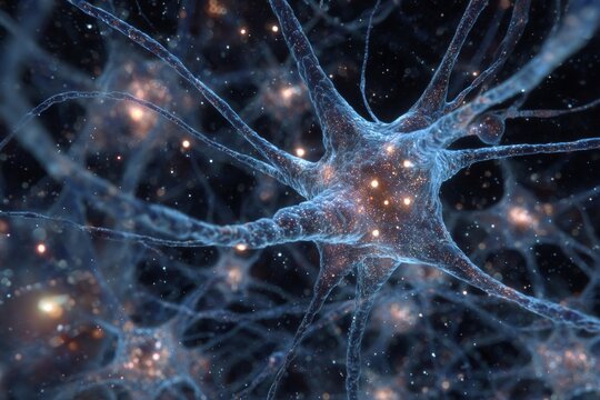 GABA Galaxy: GABA neurotransmitters create a calm galaxy in the brain, inhibiting excessive neuronal activity.