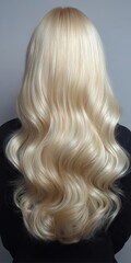 Naklejka premium Body Wave Hair Extensions. Bleached Blonde Human Hair Weaves for Long Wavy Texture