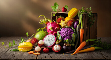 fresh vegetables on a wooden table