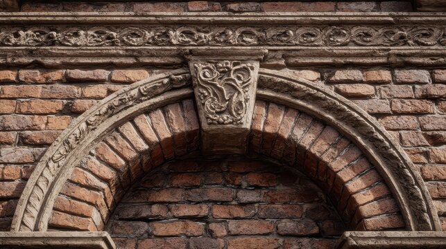 Brick Archway with Keystone Decoration in Elegant Doorway Design