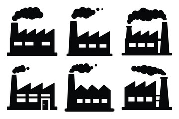 Fototapeta premium factory silhouette vector vector art icon set