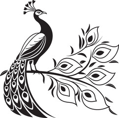 Obraz premium **Title (150 characters, SEO optimized):** Elegant Peacock Logo Vector Design | Stylized Bird Silhouette with Decorative Feathers | Luxury Animal Symbol for Branding, Art, and Decoration 