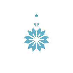 Symmetric minimalist light blue geometric icon representing a star, snowflake, or stylized flower design element with a hanging drop shape isolated on white background