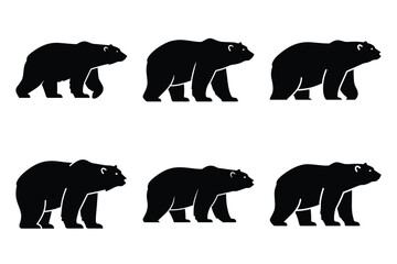 polar bear silhouette vector art icon set