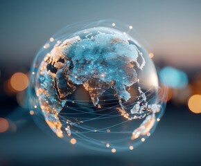 Global Network Technology Connecting World, Digital Earth Concept