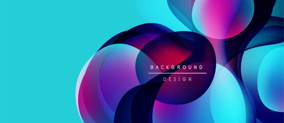 Abstract fluid shapes, vibrant colors blend. Modern design, dynamic composition, turquoise background dominates. Text reads background design.