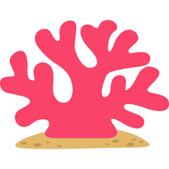 Bright Pink Cartoon Coral Underwater Scene with Sandy Seabed and Transparent Background Ideal for Marine Life Illustrations