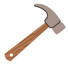 Industrial Hammer Tool in Flat Minimal Style for Workshop Design