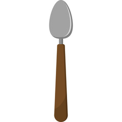 Isolated Silver Spoon with Brown Handle Detailed Illustration on White Background Kitchen Utensil for Eating and Serving