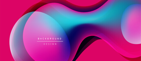 Abstract fluid shapes, vibrant colors blend. Pink, purple, blue create dynamic composition. Modern design element for backgrounds.