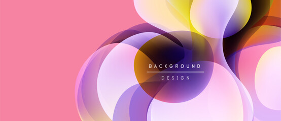 Abstract flowing shapes, pink background. Overlapping layers create dynamic visual effect. Modern design elements present.