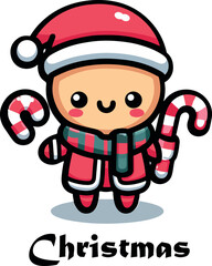 Christmas kawaii logo icon vector .