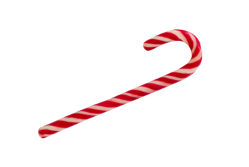 Photo of a red and white classic candy cane isolated on white or transparent background, Christmas holiday ornament cut out, png