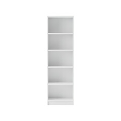 Empty white bookcase isolated on transparent background for storage and organization