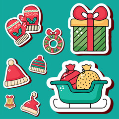 Cute christmas sticker isolated vector