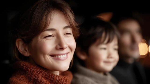Family Warm Travel on Highway at Night