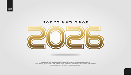 Obraz premium Happy New Year 2026 Golden Luxury Banner Vector with Elegant Typography
