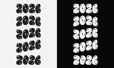 Print2026 vector file: diverse vintage, grunge, stencil, and retro fonts for new year designs, celebration graphics, and logos.