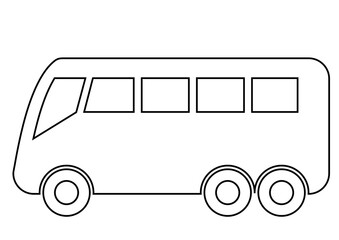 Bus, white color, black contour, line, vector icon, symbol
