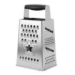 Stainless Steel Box Grater with Black Handle and Star Design
