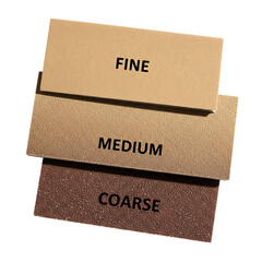 Three Sandpaper Rectangles Fine Medium Coarse abrasive
