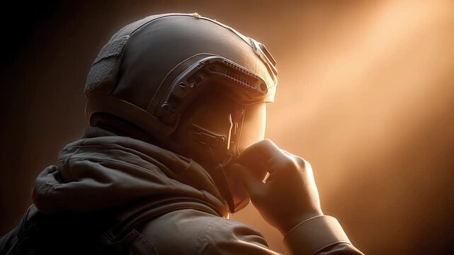 Resolute Soldier Stands Against the Light Guarding National Peace